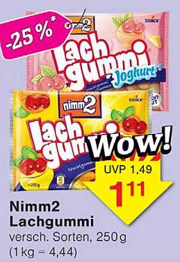 Nimm2 Lachgummi versch. Sorten, 250 g (1 kg = 4,44)