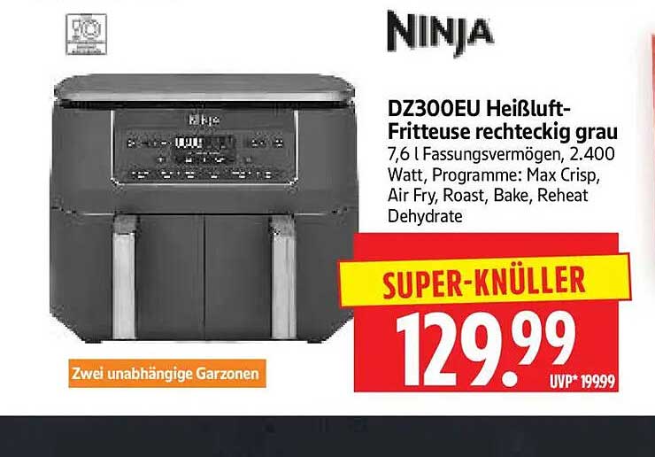 NINJA DZ300EU Heißluft-Fritteuse rechteckig grau