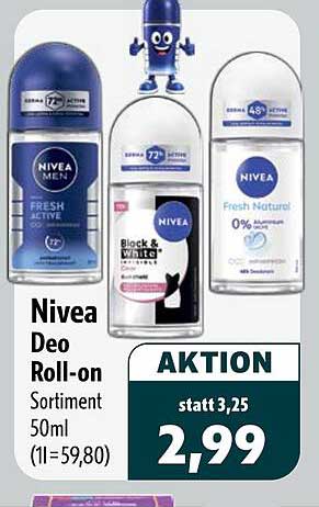 Nivea Deo Roll-on Sortiment 50ml (1l=59,80)