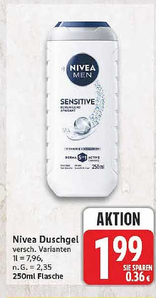 Nivea Duschgel versch. Varianten 1 l = 7,96, m. G. = 2.35 250 ml Flasche