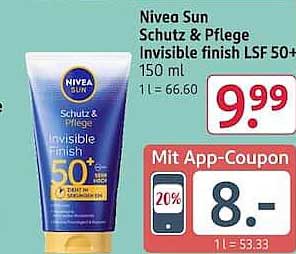Nivea Sun Schutz & Pflege Invisible finish LSF 50+ 150 ml