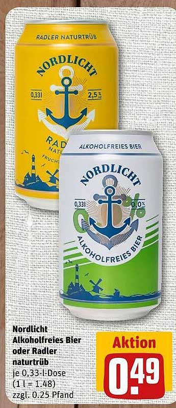 Nordlicht Alkoholfreies Bier oder Radler naturtrüb je 0,33-l-Dose
