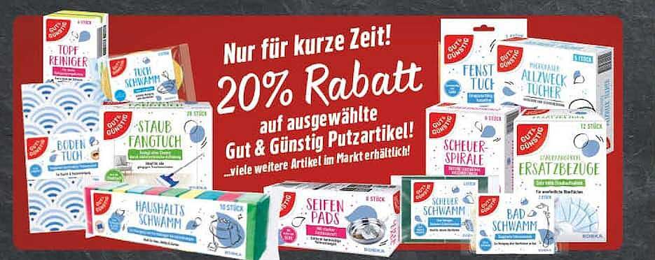 Nur für kurze Zeit! 20% Rabatt auf ausgewählte Gut & Günstig Putzartikel!