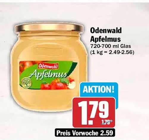Odenwald Apfelmus 720-700 ml Glas
