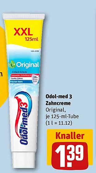 Odol-med 3 Zahncreme Original, je 125-ml-Tube (1 l = 11.12)
