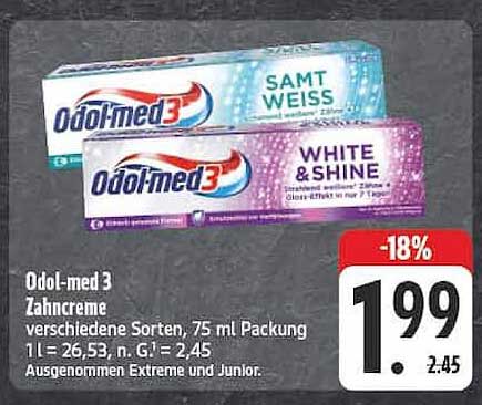 Odol-med 3 Zahncreme verschiedene Sorten, 75 ml Packung