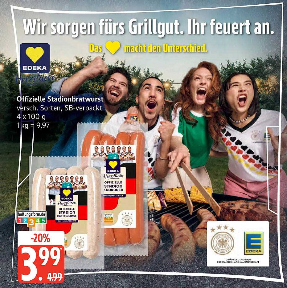 Offizielle Stadionbratwurst versch. Sorten, SB-verpackt 4 x 100 g