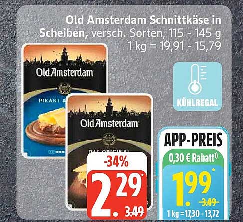 Old Amsterdam Schnittkäse in Scheiben, versch. Sorten, 115 - 145 g