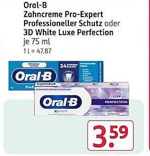 Oral-B Zahncreme Pro-Expert Professioneller Schutz oder 3D White Luxe Perfection je 75 ml