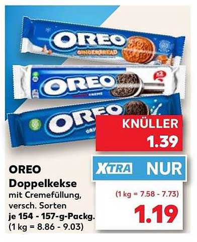 OREO Doppelkekse mit Cremefüllung, versch. Sorten je 154 - 157-g-Packg.