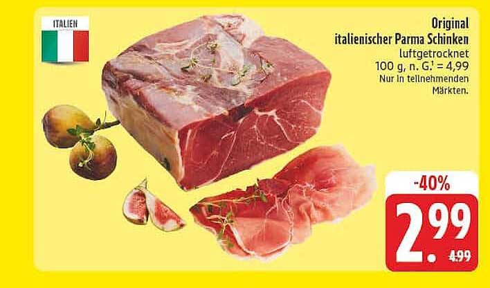 Original italienischer Parma Schinken luftgetrocknet