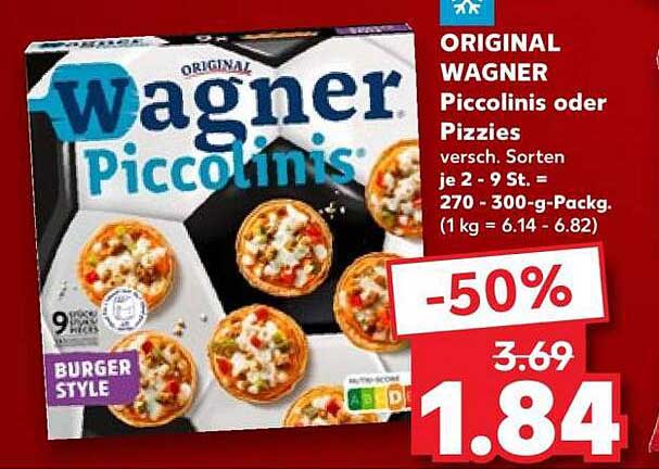ORIGINAL WAGNER Piccolinis oder Pizzies versch. Sorten je 2 - 9 St. = 270 - 300 g-Packg. (1 kg = 6.14 - 6.82)