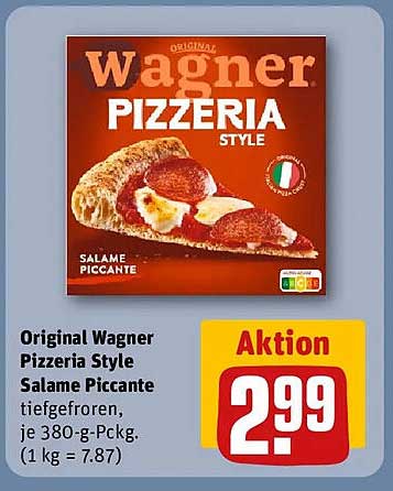 Original Wagner Pizzeria Style Salame Piccante tiefgefroren, je 380-g-Packg. (1 kg = 7.87)