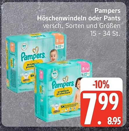 Pampers Höschenwindeln oder Pants versch. Sorten und Größen 15 - 34 St.