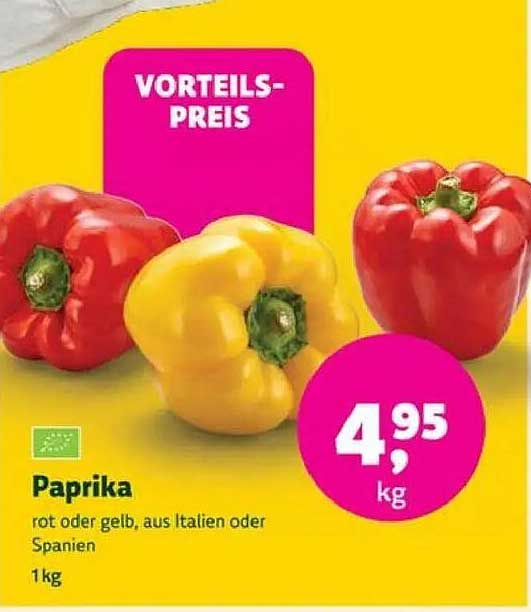 Paprika rot oder gelb, aus Italien oder Spanien 1kg