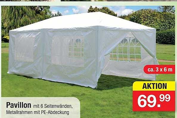 Pavillon mit 6 Seitenwänden, Metallrahmen mit PE-Abdeckung
