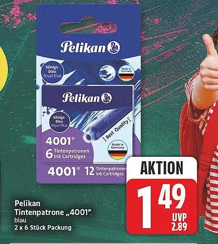 Pelikan Tintenpatrone „4001“ blau 2 x 6 Stück Packung