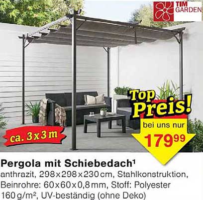 Pergola mit Schiebedach¹