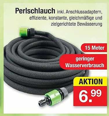 Perlschlauch inkl. Anschlussadaptern, effiziente, konstante, gleichmäßige und zielgerichtete Bewässerung