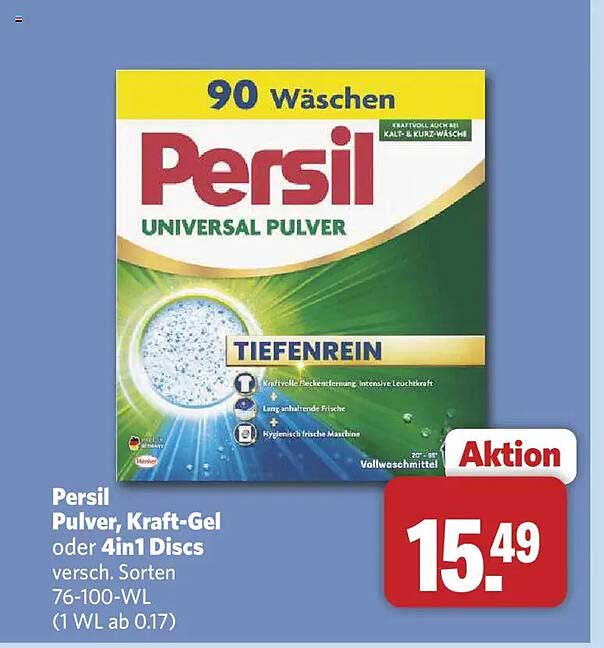 Persil Pulver, Kraft-Gel oder 4in1 Discs versch. Sorten 76-100-WL