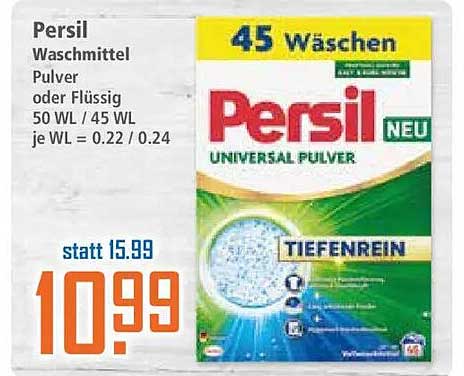Persil Waschmittel Pulver oder Flüssig 50 WL / 45 WL je WL = 0.22 / 0.24