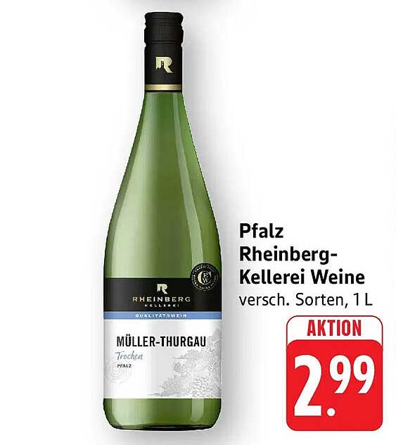 Pfalz Rheinberg-Kellerei Weine versch. Sorten, 1 L