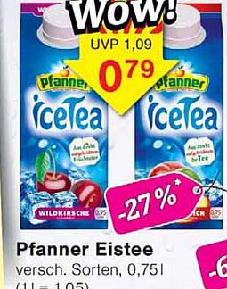 Pfanner Eistee versch. Sorten, 0,75 l
