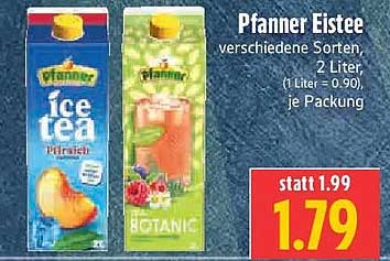 Pfanner Eistee verschiedene Sorten, 2 Liter