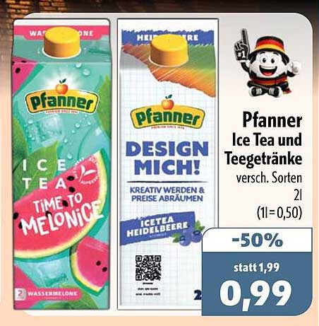 Pfanner Ice Tea und Teegtränke versch. Sorten 2l (1l=0,50)