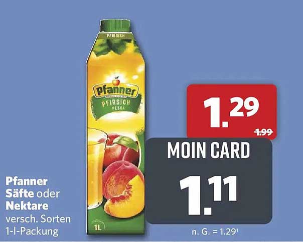 Pfanner Säfte oder Nektare versch. Sorten 1-l-Packung