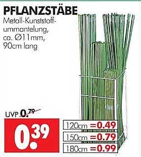 Pflanzstäbe Metall-Kunststoff-ummantelung, ca. Ø11 mm, 90cm lang