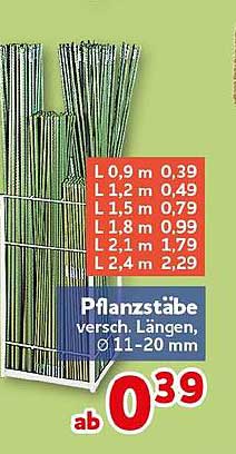 Pflanzstäbe versch. Längen, Ø11-20 mm