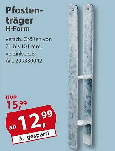 Pfostenträger H-Form