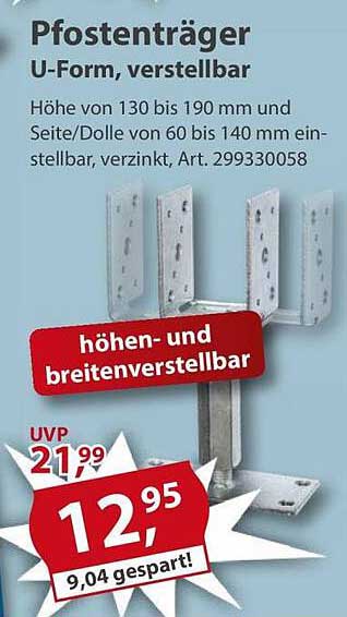 Pfostenträger U-Form, verstellbar