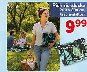 Picknickdecke 200 x 200 cm, taschenfaltbar