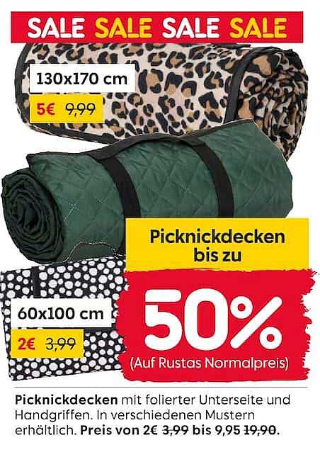 Picknickdecken bis zu 50% (Auf Rustas Normalpreis)