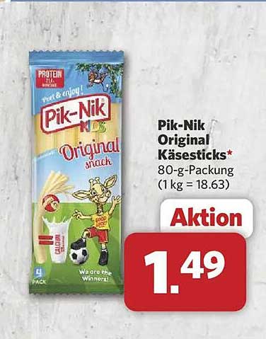 Pik-Nik Original Käsesticks* 80-g-Packung (1 kg = 18.63)