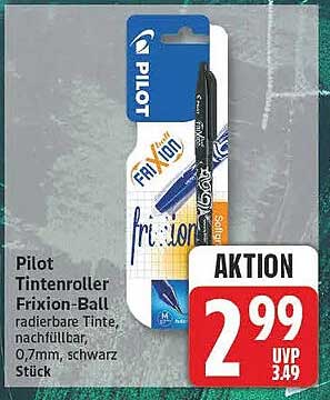 Pilot Tintenroller Frixion-Ball radierbare Tinte, nachfüllbar, 0,7mm, schwarz Stück