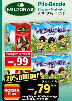 Pilz-Bande Litaulen – Mini Kekse je 60 g (1 kg = 16,50)