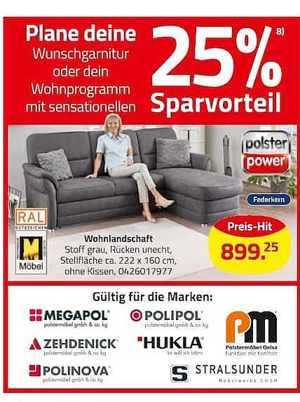 Plane deine Wunschgarnitur oder dein Wohnprogramm mit sensationellem 25% Sparvorteil
