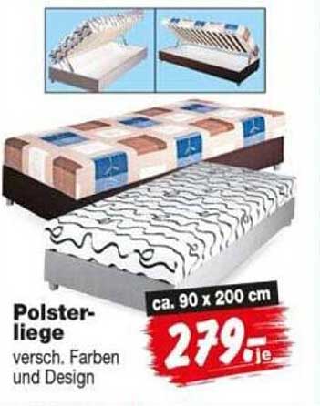 Polsterliege versch. Farben und Design ca. 90 x 200 cm