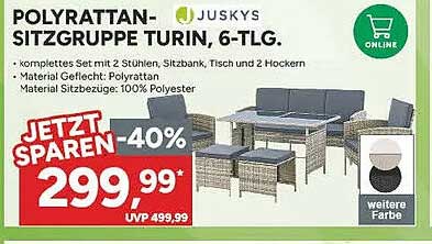POLYRATTAN-SITZGRUPPE TURIN, 6-TLG.