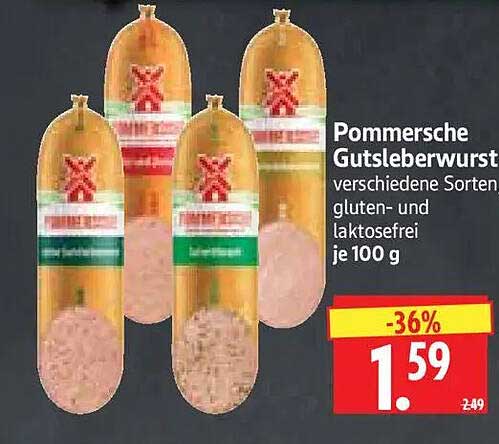Pommersche Gutslberwurst verschiedene Sorten gluten- und laktosefrei je 100 g