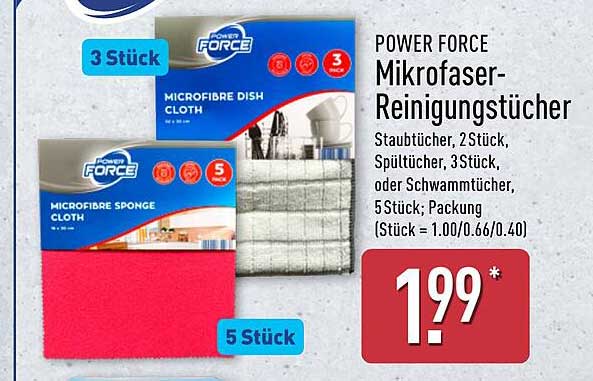 POWER FORCE Mikrofaser-Reinigungstücher