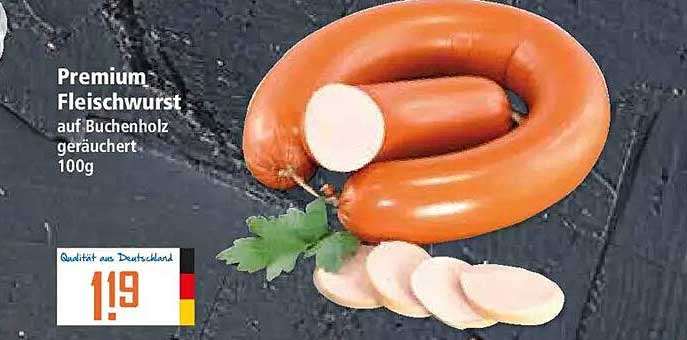 Premium Fleischwurst auf Buchenholz geräuchert 100g