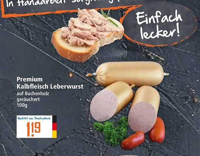 Premium Kalbfleisch Leberwurst auf Buchenholz geräuchert 100g