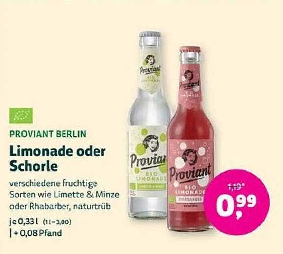 PROVIANT BERLIN Limonade oder Schorle
