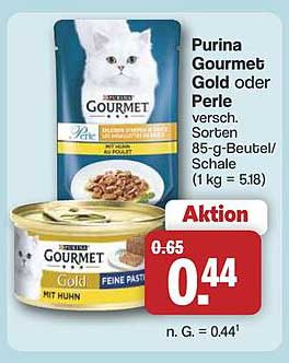 Purina Gourmet Gold oder Perle versch. Sorten 85-g-Beutel/Schale (1 kg = 5.18)