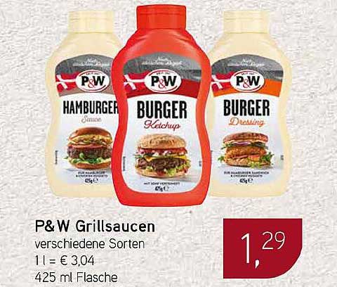 P&W Grillsaucen verschiedene Sorten 425 ml Flasche