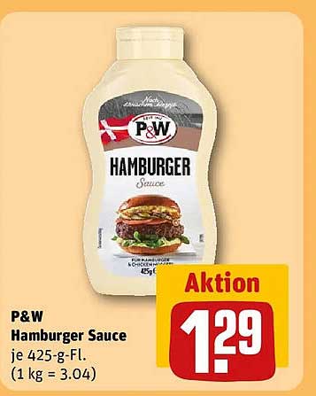 P&W Hamburger Sauce je 425-g-Fl. (1 kg = 3.04)